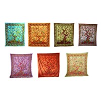 Handicrunch |  Indian multi color Tree of Life  tapestry wall hanging