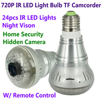 720P E27 24pcs LED Light IR Bulb Lamp Camcorder Hidden Spy H.264 CCTV Surveillance DVR