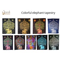 Handicrunch |  Indian Elephant Tree of Life  tapestry , wall hanging , Bed Spread