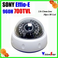 Plastic Indoor IR Dome CCTV Camera Sony Effio-E 700TVL Varifocal 2.8-12mm Lens OSD Menu Vision Star