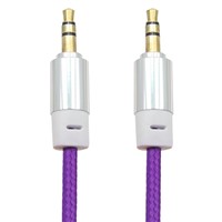 Colorful braided car usb aux cable with 3.5mm stereo male to male plug