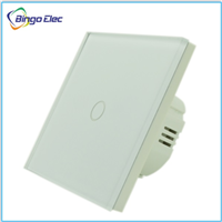 EU/UK standard ,white crystal glass panel switch,1gang1way touch wall switch,AC110-250V