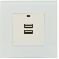 EU standard socket,white crystal glass frame,dual usb wall socket