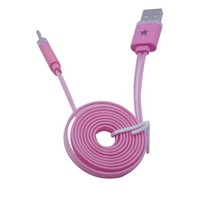 PVC led flashing changer light noodle flat mobile phone charging cable