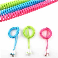 Spiral coiled colorful double 5 pin micro usb charger cable