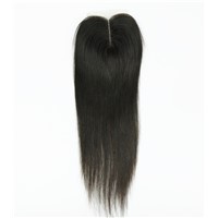 6A Brazilian Virgin Human Straight Hair Lace Closure 3 Way Part 4&amp;quot;x4&amp;quot; Bleached Knots