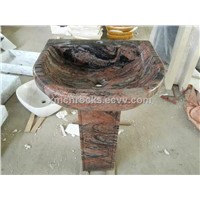 Mulicolor granite pedestal sink, separated-parts pedestal sink