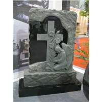 French style headstone granite monument with cross