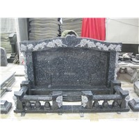 Blue pearl granite temple design tombstones with rose carvings