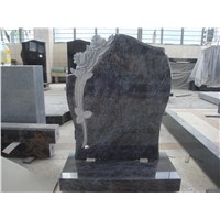 Bahama blue granite tombstones with rose carvings