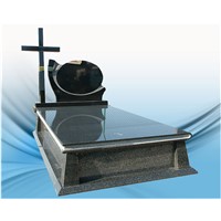 High polished headstone granite monument with cross carving