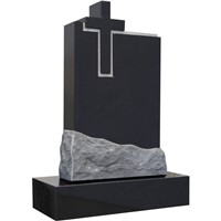 American style black granite carved cross monuments