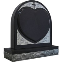 Black granite heart shaped  with rose carvings monuments