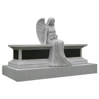 American style sitting angel carving bench monument