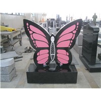 Black granite butterfly design headstones
