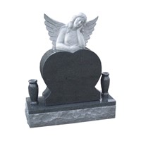 Angel headstone black monument with vases
