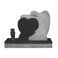 Angel heart with vase granite monument