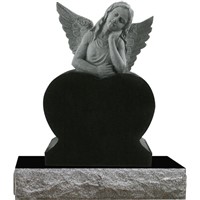 Black granite angel with heart monuments