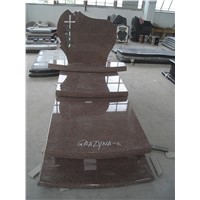 Poland chinese mahogany granite tombstones with cross and flower inlay