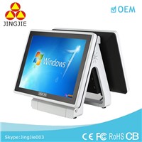 15 Inch True Flat Two Touch screen i3 processor POS Terminal System with built-in printer