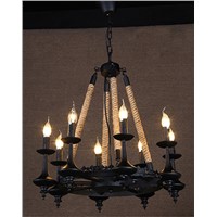 Industrial style pendant lighting 2015 pop candle hemp rope chandelier