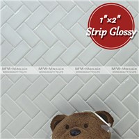 1"x2" glossy white herringbone mosaic tile for kitchen designs China mosaic supplier