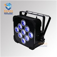 Factory Price New 9pcs*18W 6in1 RGBAW UV Battery Powered Wifi LED Flat Par Light,ADJ LED Par Light