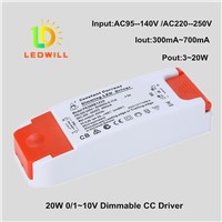 20W 0/1~10V &amp;amp; C-BUS Constant Current dimmable driver for LED downlight LED panel LED COB light
