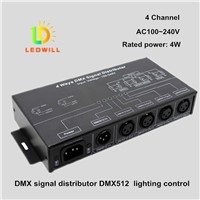 DMX512 Signal Splitter RJ45 &amp;amp; XLR-3 1 Input and 4 Output LED Connector led lighting LED Amplifier