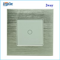 EU/UK standard aluminum and glass panel 1gang 2way touch wall switch