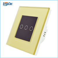 EU/UK standard glass panel 3gang 1way  touch screen light switch