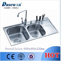 DS9546 double bowl kitchen sink with single drain board