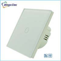 EU/UK type glass panel 1gang 1way remote dimmer touch switch