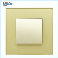 Toughened glass panel golden 1gang 2way pudh button switch