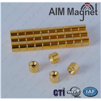 High Quality -gold Plated Cylinder Neodymium Magnets