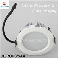 Warm white 9w 2.5 inch Aluminum led downlights for home