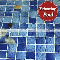 48x48mm wave pattern blue square ceramic mosaic tile for swimming pool
