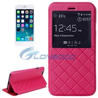 Plaid Texture Flip Leather Case with Call Display ID &amp;amp; Holder for iPhone 6