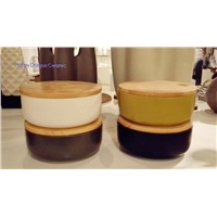 Big ceramic candle bowl with lid, candle containers