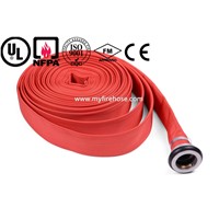 canvas fire hydrant hose material is PU,used fire hose in cabinet with coupling for fire fight