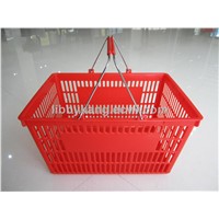 portable red supermarket plastic shopping baskets with aluminium handles