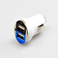 Mini Bullet Dual USB Car Charger 1.0A CE RoHs approved