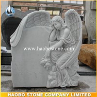 China White Marble Hand Carved Angel Tombstone