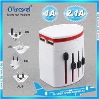 all in one universal travel adapter with EU AUS US UK plugs