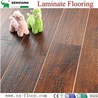 Coffee Brown Color Embossed Surface V-groove Laminate Flooring