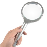2X 90MM Handheld Magnifying Glass Reading Map Magnifier With 6 LED Light