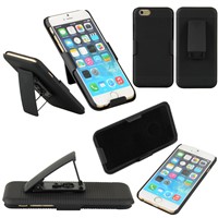 Black Hard Case Cover Shell Belt Clip Holster For iPhone 6 Plus 5.5