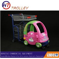 kids grocery shopping trolley cart  three layers with funny toy car wholesale