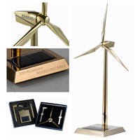Zinc Alloy &amp;amp; ABS Plastic Blades Golden Metal Windmill for Solar Gifts