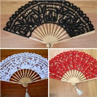 wedding lace fan white and black colors